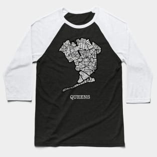 Queens - New York Map Baseball T-Shirt